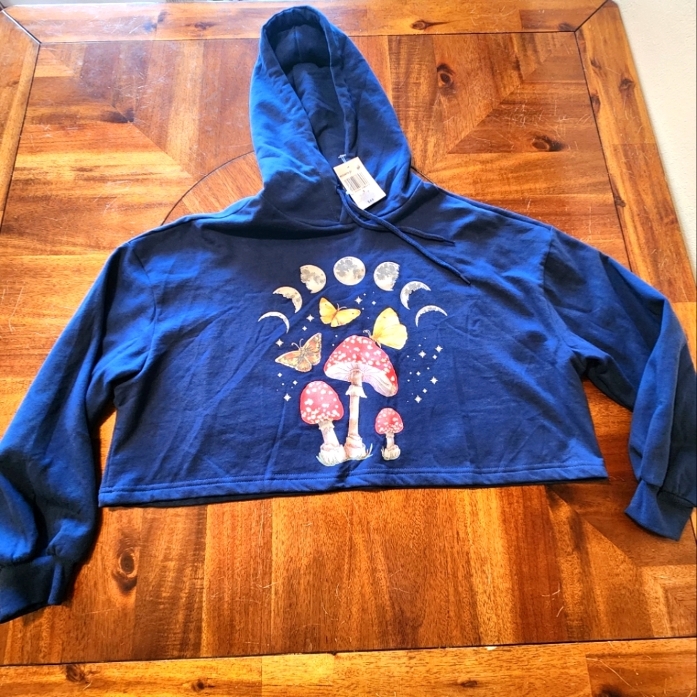 Mushroom Pajamas Leisure Lounge Crop Top and Sweatpants Set Size Small